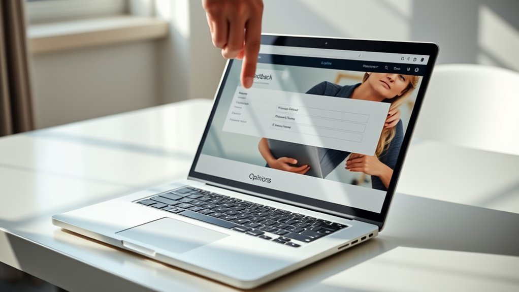 adicionar formulários de feedback às páginas principais